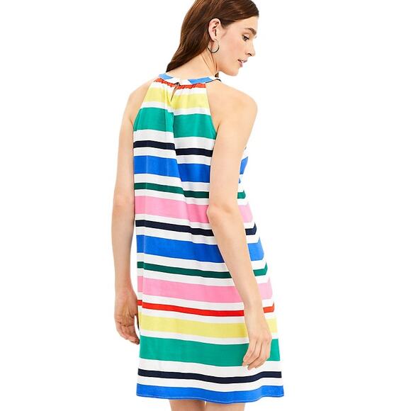 Sundress Striped Halter Linen, LOFT Ann Taylor Dress, S, Multi Color, Rainbow - Picture 3 of 8
